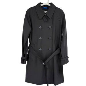 Jane Post $875 Wool Blend Black Trench Coat M Detachable Wool/Cashmere Lined NWT